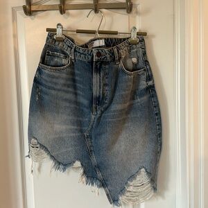 NWOT Bershka Denim Skirt Asymmetrical Distressed